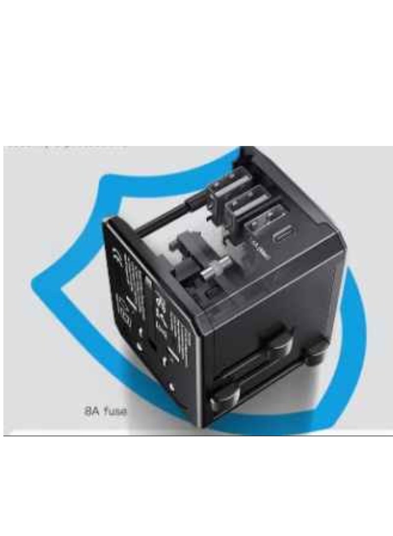 Yesido Universal International Travel Adapter With 20W PD Dual Type-C, With 3 Fast USB Ports - Image 2