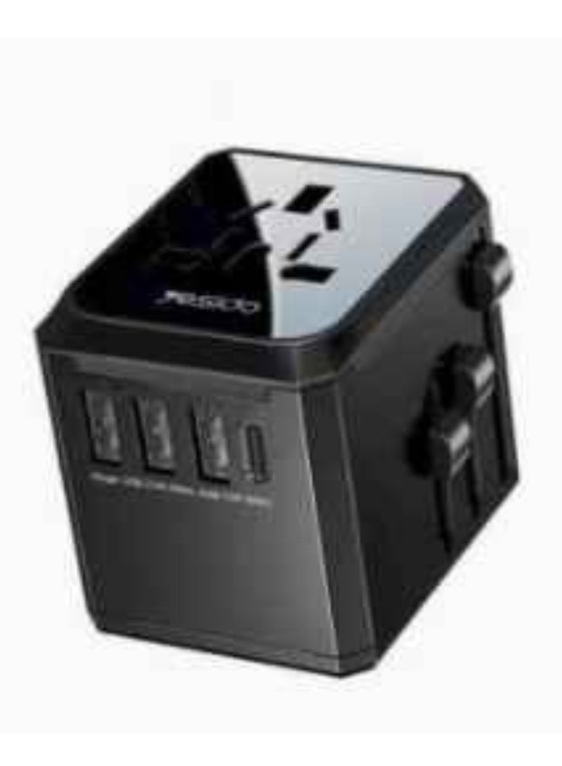 Yesido Universal International Travel Adapter With 20W PD Dual Type-C, With 3 Fast USB Ports - Image 1