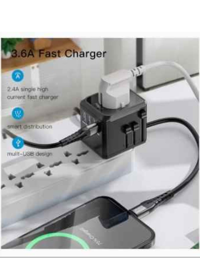 Yesido Universal International Travel Adapter With 20W PD Dual Type-C, With 3 Fast USB Ports - Image 3
