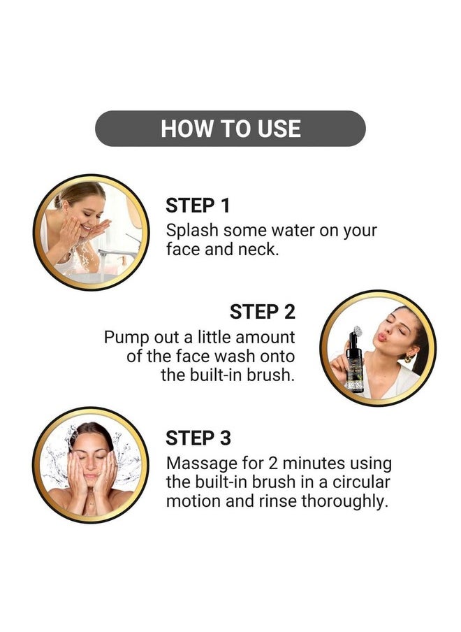 ELIBLISS Charcoal Foaming Face Wash With Built-In Face Brush For Deep Cleansing - No Parabens, Sulphate, Silicones & Color 150 Ml Pack Of 2  - Image 5