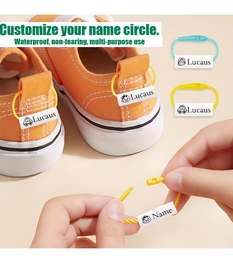 Personalized Custom Name Tags Stickers 55pcs For Stationery Shoes School Bags Clothing Lanyards Name Rings Nameplates Male Yellow - Image 2