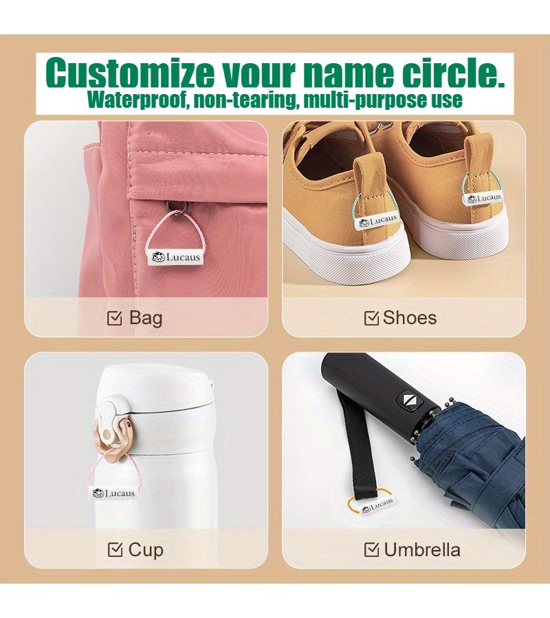 Personalized Custom Name Tags Stickers 55pcs For Stationery Shoes School Bags Clothing Lanyards Name Rings Nameplates Male Yellow - Image 4