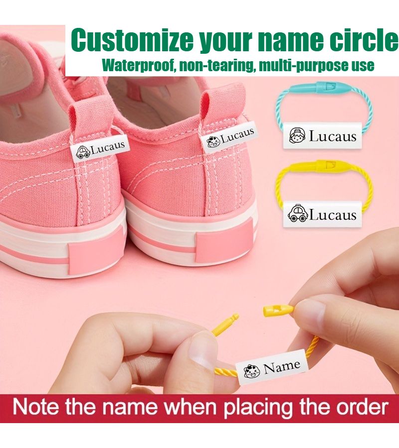 Personalized Custom Name Tags Stickers 55pcs For Stationery Shoes School Bags Clothing Lanyards Name Rings Nameplates Male Yellow - Image 1