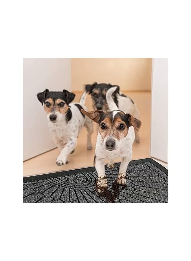 The Bros Half Round Door Mat, Non-Slip Welcome Entrance Way Rug, Durable Rubber Door Mats, Low-Profile Heavy Duty Doormat, Half Circle Rugs for Garage, Patio, High Traffic Areas - Image 5