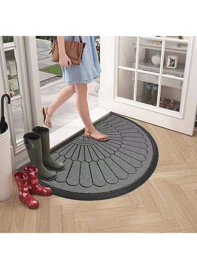 The Bros Half Round Door Mat, Non-Slip Welcome Entrance Way Rug, Durable Rubber Door Mats, Low-Profile Heavy Duty Doormat, Half Circle Rugs for Garage, Patio, High Traffic Areas - Image 1