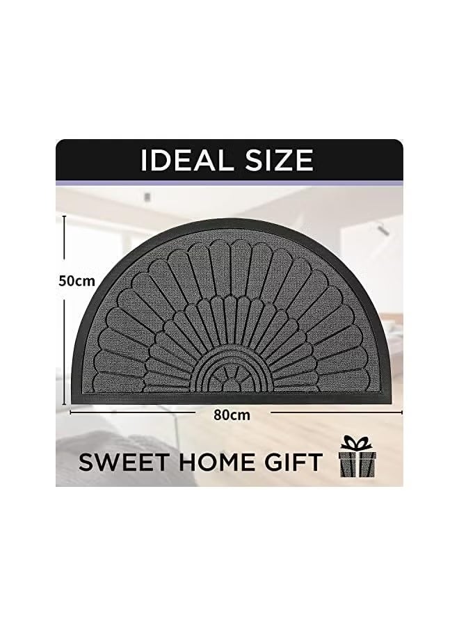 The Bros Half Round Door Mat, Non-Slip Welcome Entrance Way Rug, Durable Rubber Door Mats, Low-Profile Heavy Duty Doormat, Half Circle Rugs for Garage, Patio, High Traffic Areas - Image 2