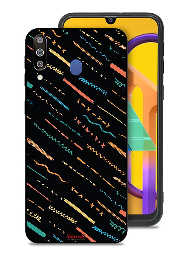 Tolwak Samsung Galaxy M30 Protective Case Cover X Lines Abstract Pattern - Image 1