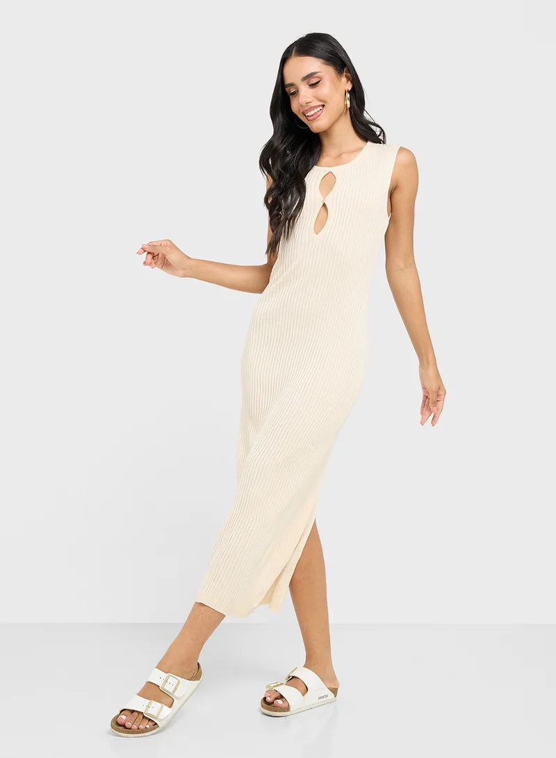 Ginger Ribbed Sleeveless Midi Dress