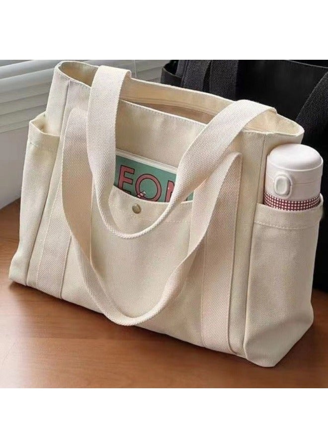 شيبشيب حقيبة توت قماشية بسحّاب وجيوب متعددة، حقيبة كتف متعددة الجيوب بسعة كبيرة للاحتياجات اليومية والسفر والعمل، الأبعاد 41×10×33 سم (طول×عرض×ارتفاع) - Image 1