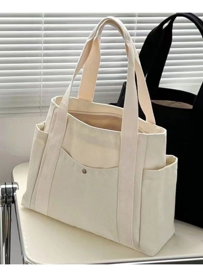 شيبشيب حقيبة توت قماشية بسحّاب وجيوب متعددة، حقيبة كتف متعددة الجيوب بسعة كبيرة للاحتياجات اليومية والسفر والعمل، الأبعاد 41×10×33 سم (طول×عرض×ارتفاع) - Image 5