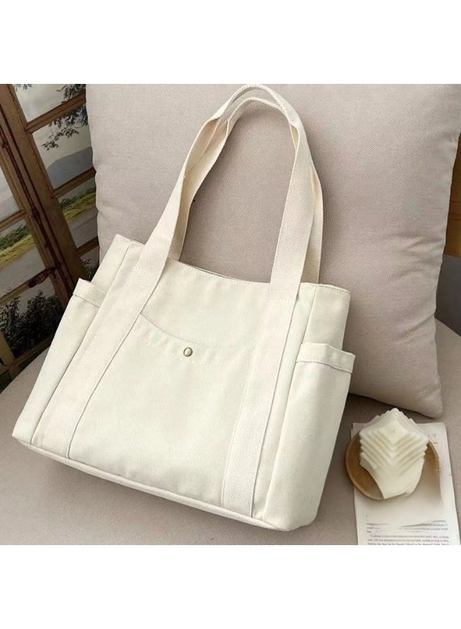 شيبشيب حقيبة توت قماشية بسحّاب وجيوب متعددة، حقيبة كتف متعددة الجيوب بسعة كبيرة للاحتياجات اليومية والسفر والعمل، الأبعاد 41×10×33 سم (طول×عرض×ارتفاع) - Image 2