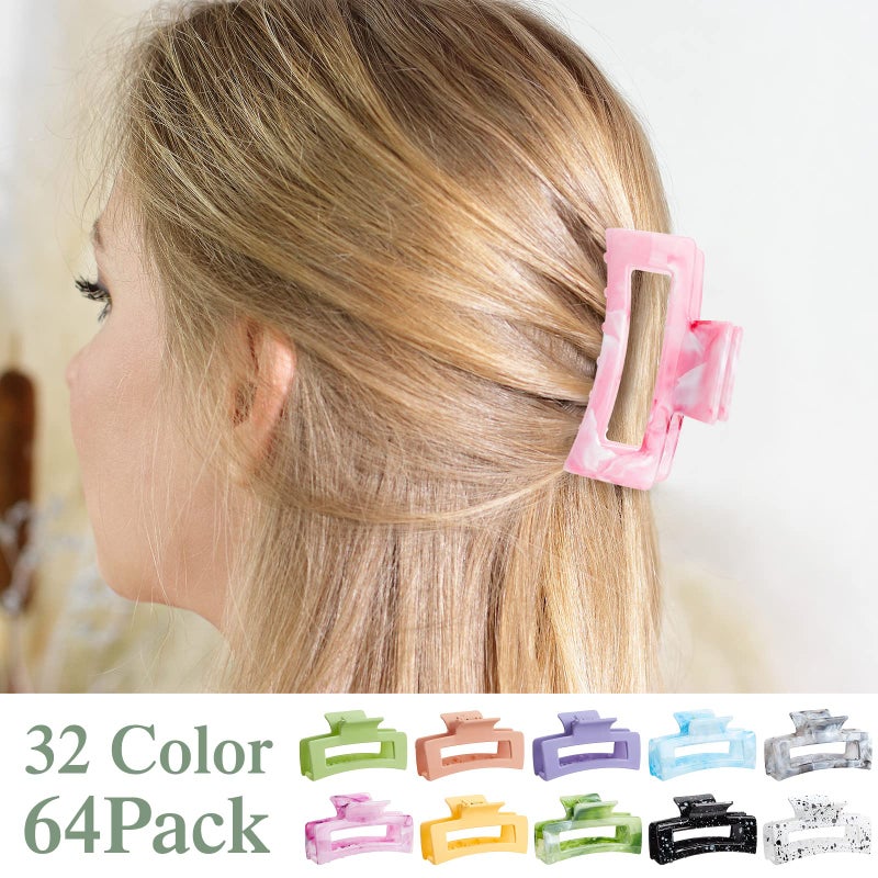Cindeer 64 Pcs Medium Hair Claw Bulk Hair Clips Set Rectangle Claw Clips Matte Thin Clamps Accessories for Women Girls for Thick(3.35 Inch,Multicolor) - Image 4