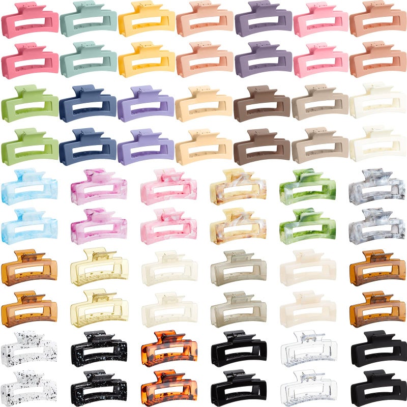 Cindeer 64 Pcs Medium Hair Claw Bulk Hair Clips Set Rectangle Claw Clips Matte Thin Clamps Accessories for Women Girls for Thick(3.35 Inch,Multicolor) - Image 1