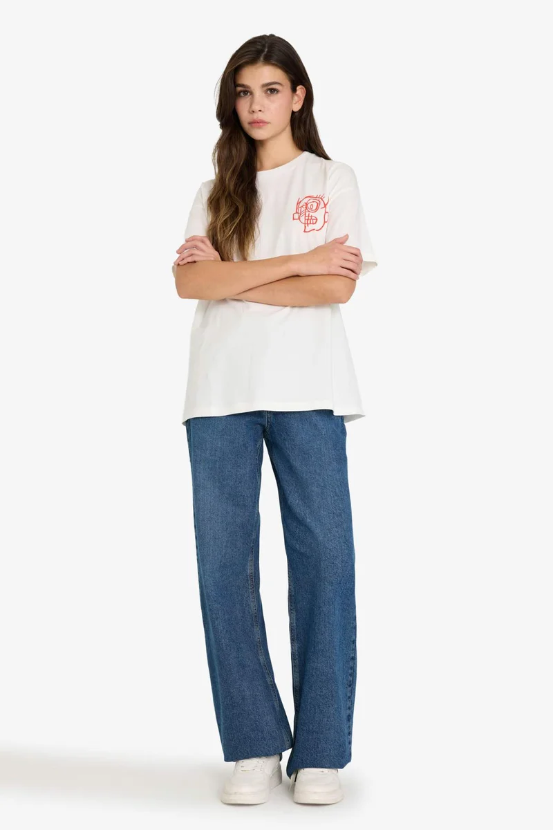 DeFacto Oversize Fit Printed Crew Neck Short Sleeves T-shirt
