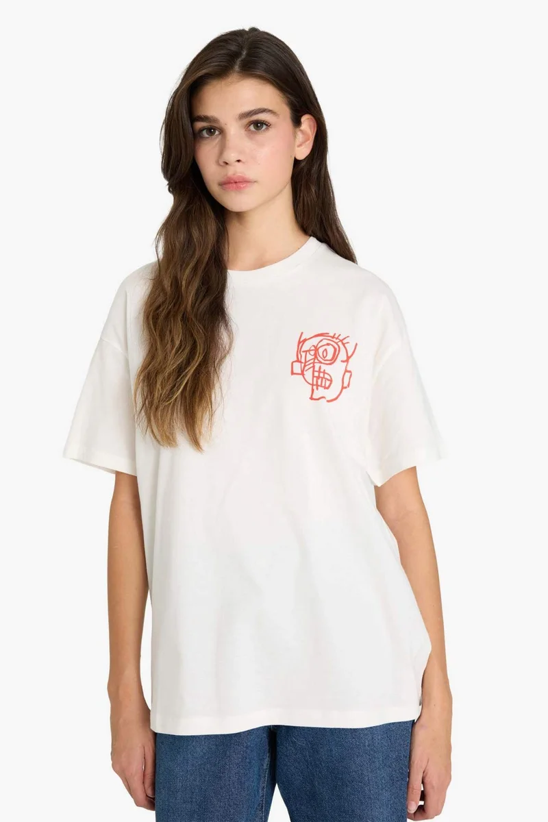 DeFacto Oversize Fit Printed Crew Neck Short Sleeves T-shirt