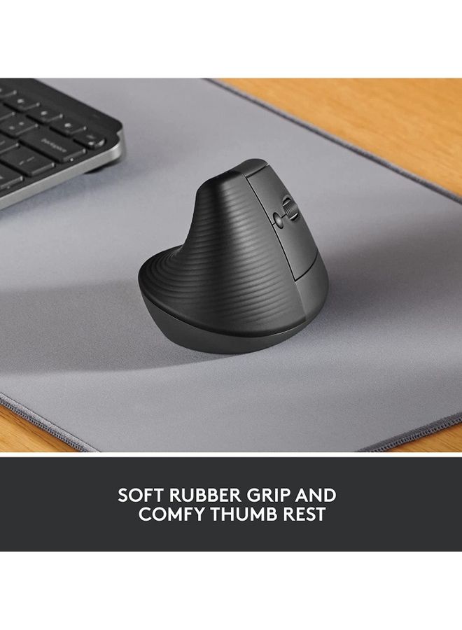 Logitech Lift Vertical Ergonomic Mouse, Logi Bolt USB Receiver, 4000 DPI Sensitivity, Multi-OS Compatibility, 10m Range, 2 Year Battery Life, Quiet Clicks & Smartwheel Graphite - Image 4