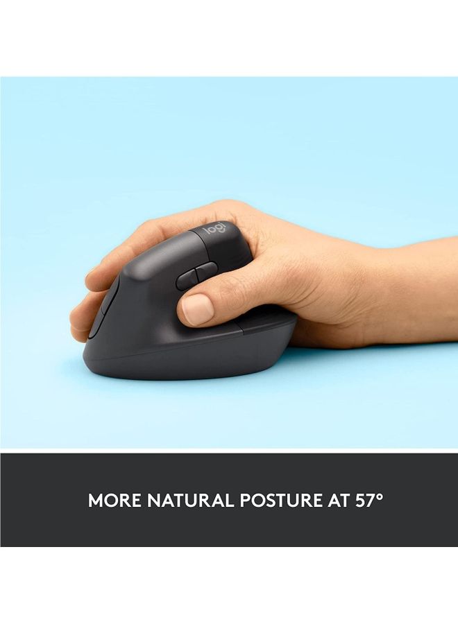 Logitech Lift Vertical Ergonomic Mouse, Logi Bolt USB Receiver, 4000 DPI Sensitivity, Multi-OS Compatibility, 10m Range, 2 Year Battery Life, Quiet Clicks & Smartwheel Graphite - Image 3