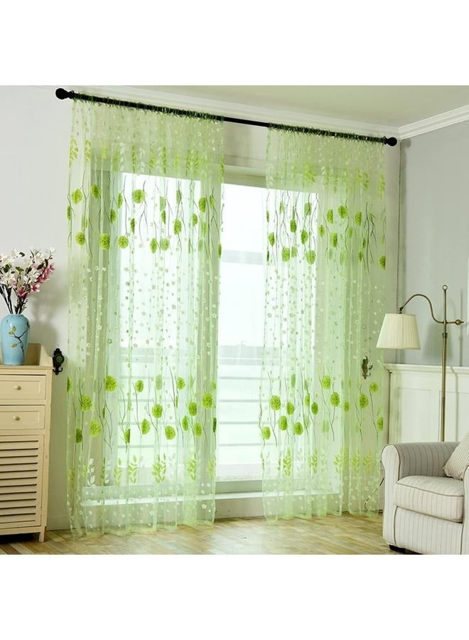2 Panels，Elegant Cluster Flower Pattern Symmetrical Print Semi Room Window Decor Drape Sheer Curtains Rod Pocket Top Style Window  - Image 1