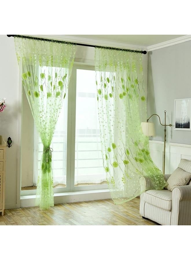 2 Panels，Elegant Cluster Flower Pattern Symmetrical Print Semi Room Window Decor Drape Sheer Curtains Rod Pocket Top Style Window  - Image 2