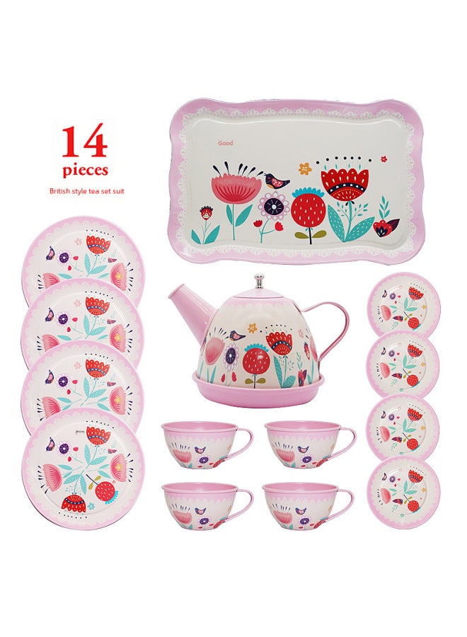 Simulation Teas Toy Children's Gift Box Tinplate Tea Set-Color:QZ1005-11 - Image 5