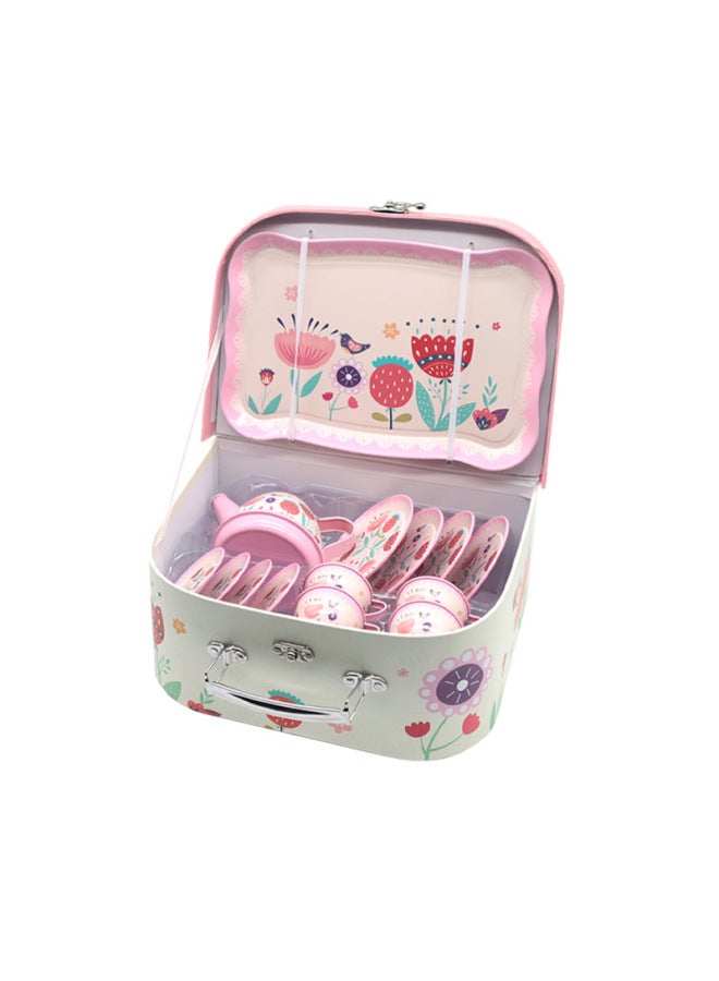 Simulation Teas Toy Children's Gift Box Tinplate Tea Set-Color:QZ1005-11 - Image 1