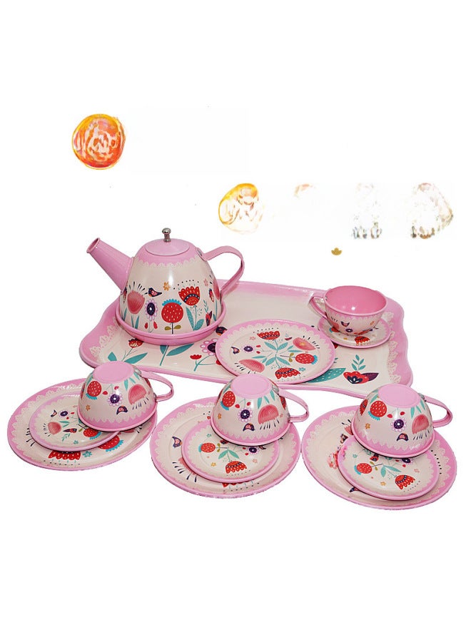 Simulation Teas Toy Children's Gift Box Tinplate Tea Set-Color:QZ1005-11 - Image 2