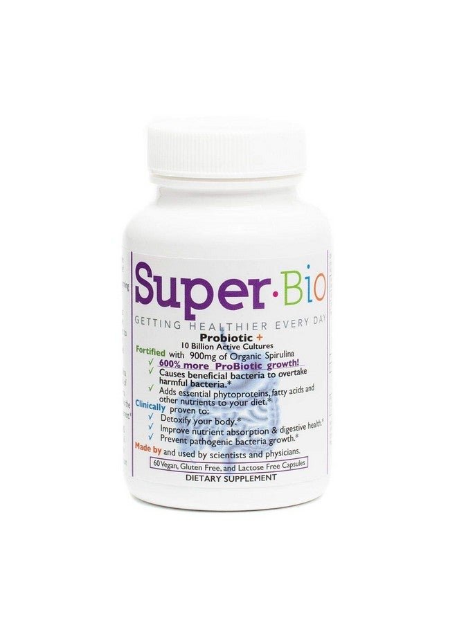 SuperBio Probiotic With The Spirulina Promotes 600% More Healthy Bacteria Growth. Treat Your Body To The Best Organic Probiotic With Prebiotic Spirulina For Women And Men - Image 1