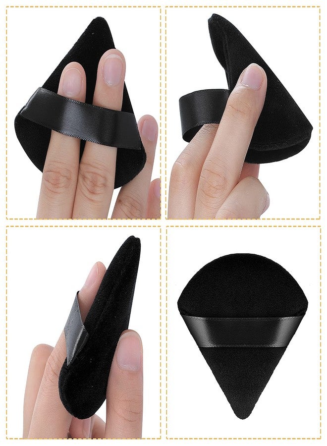 Sibba 2 Pieces Triangle Cosmetic Loose Powder Puffs Washable Reusable Soft Plush Foundation Sponge for Face Body Wet Dry Makeup Tool (2Pcs Black) - Image 5