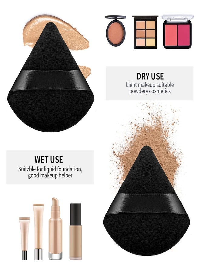 Sibba 2 Pieces Triangle Cosmetic Loose Powder Puffs Washable Reusable Soft Plush Foundation Sponge for Face Body Wet Dry Makeup Tool (2Pcs Black) - Image 4