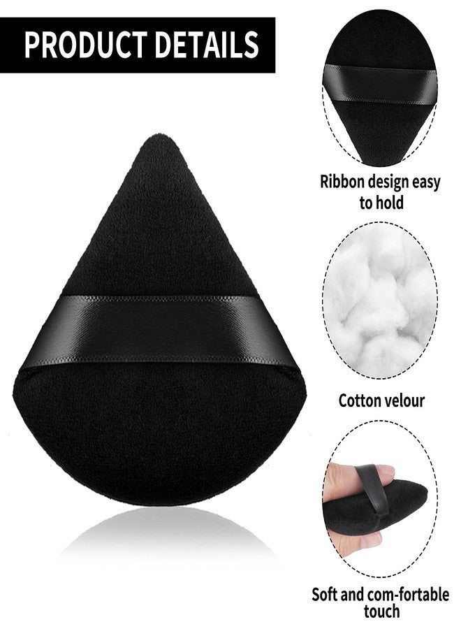 Sibba 2 Pieces Triangle Cosmetic Loose Powder Puffs Washable Reusable Soft Plush Foundation Sponge for Face Body Wet Dry Makeup Tool (2Pcs Black) - Image 3