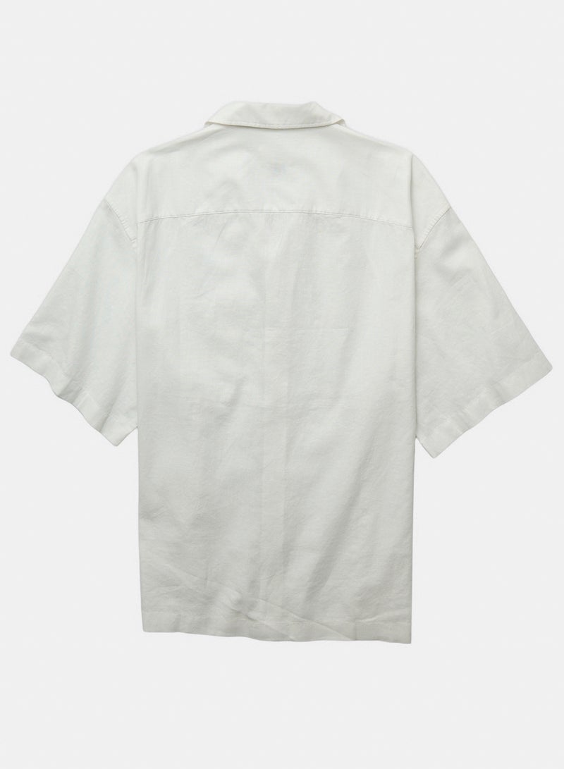 American Eagle AE Relaxed Fit Linen-Blend Camp Collar Shirt - Image 2