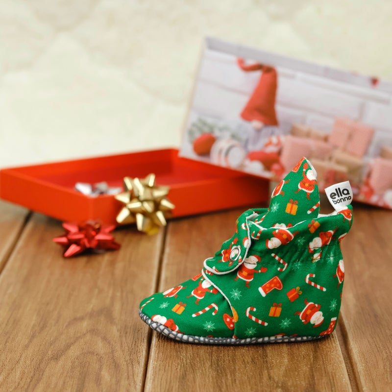 Organic Cotton Baby Slippers, Non-Slip Sole, Newborn Booties, Home Nursery Shoes, New Year Special