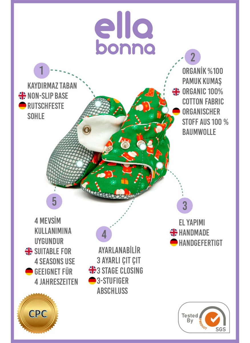 Ella Bonna Organic Cotton Baby Slippers, Non-Slip Sole, Newborn Booties, Home Nursery Shoes, New Year Special  - Image 4
