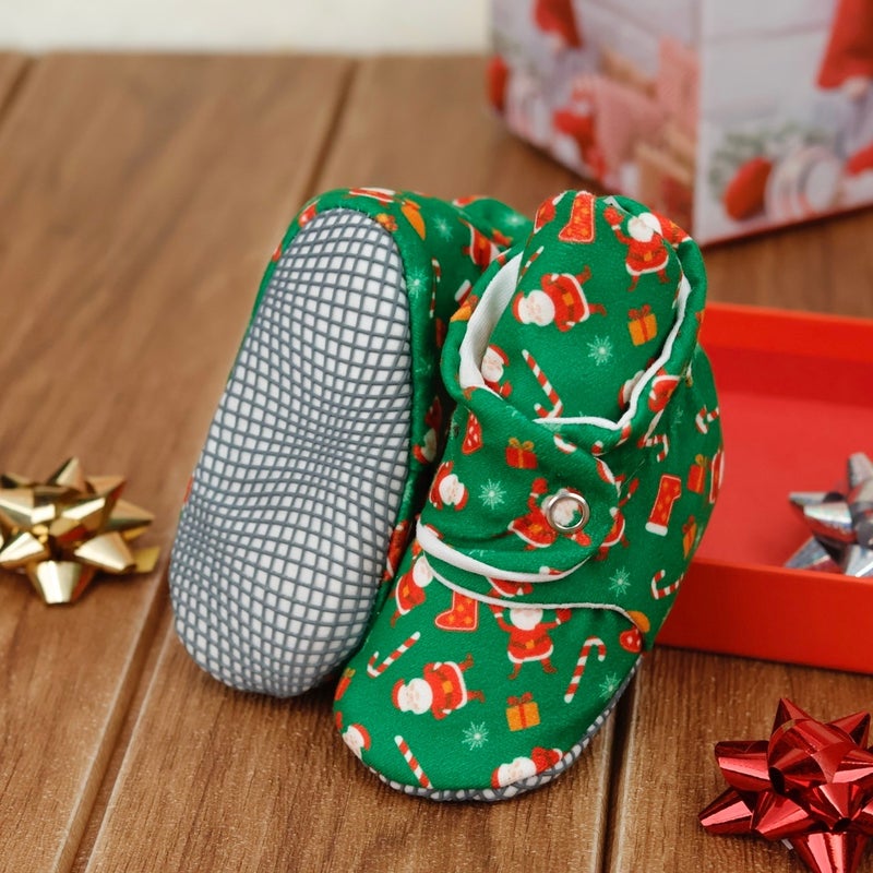 Organic Cotton Baby Slippers, Non-Slip Sole, Newborn Booties, Home Nursery Shoes, New Year Special