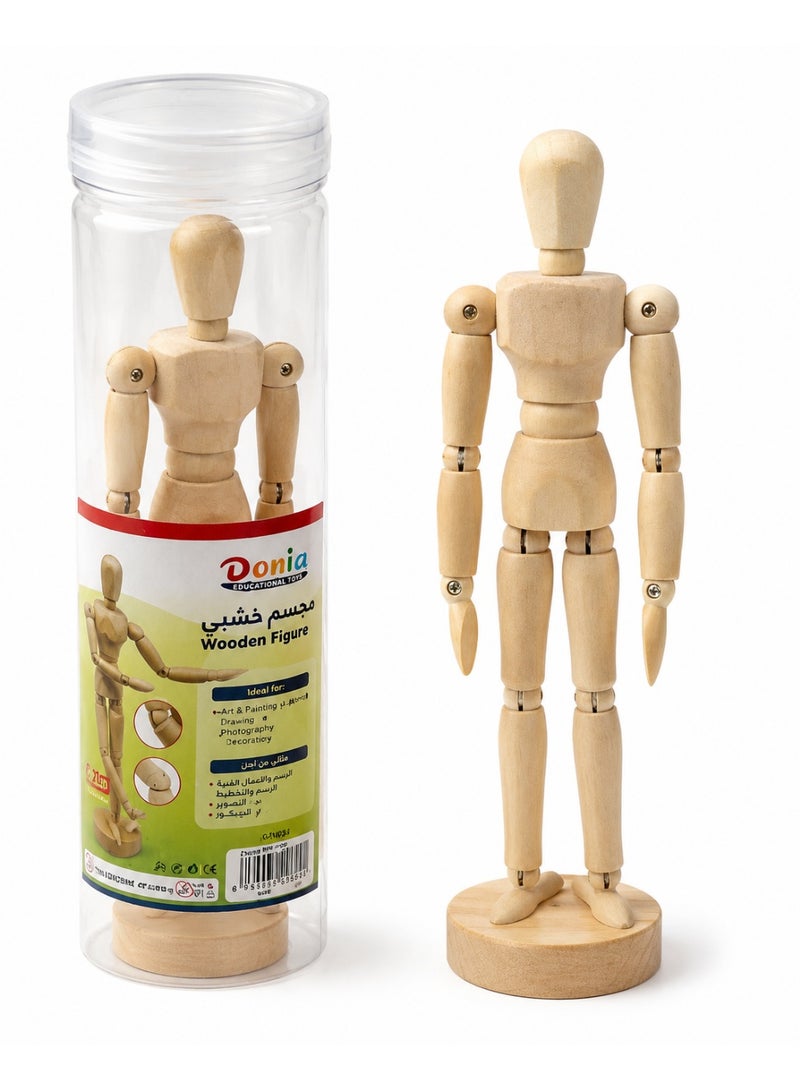 Donia 21cm Wooden Artist Mannequin Figure – Adjustable Jointed Drawing Model with Stand for Sketching, Painting, Photography & Art - Image 1