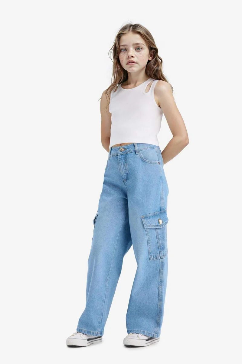 DeFacto Girl Cargo Wide Leg Jeans