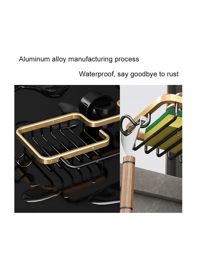 SYOSI Aluminum Holder for Kitchen Sink, Kitchen Sink Sponge Holder, Aluminum Organizer for Kitchen Bathroom Accessories, Compatible with Faucets 0.8-1.1 Inches in Diameter - Image 2