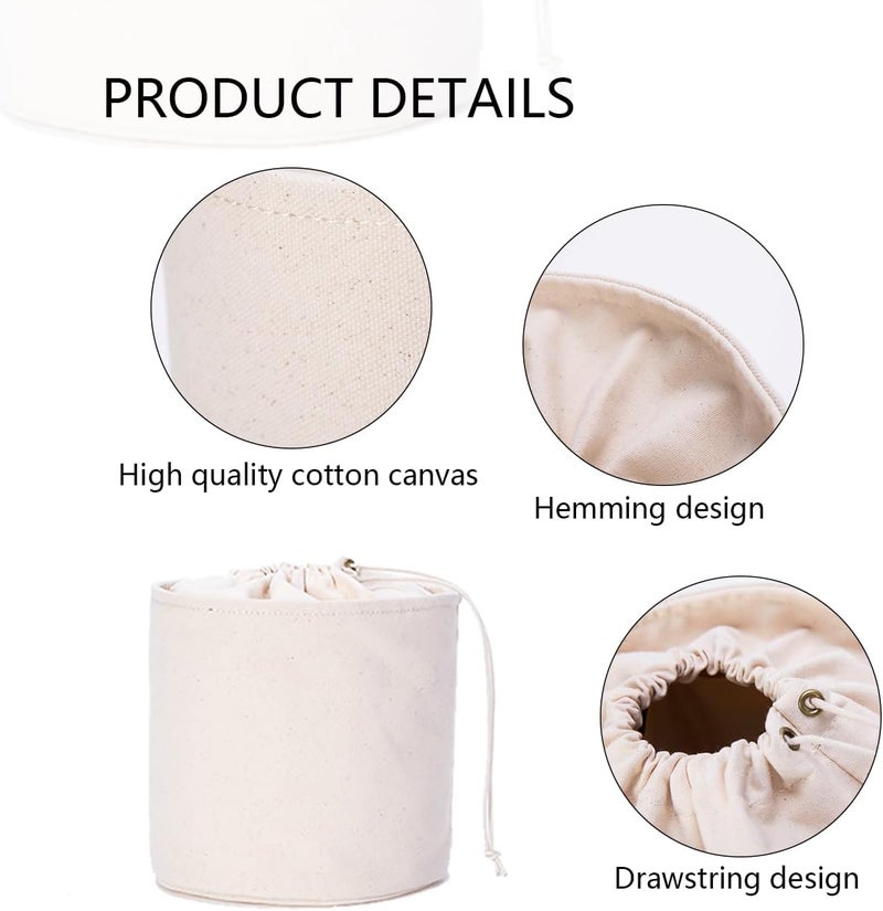 YONBEN Cosmetic Bag with Drawstring Closure, Canvas Multi-Functional Organizer for Makeup and Toiletries (Beige) - Image 3