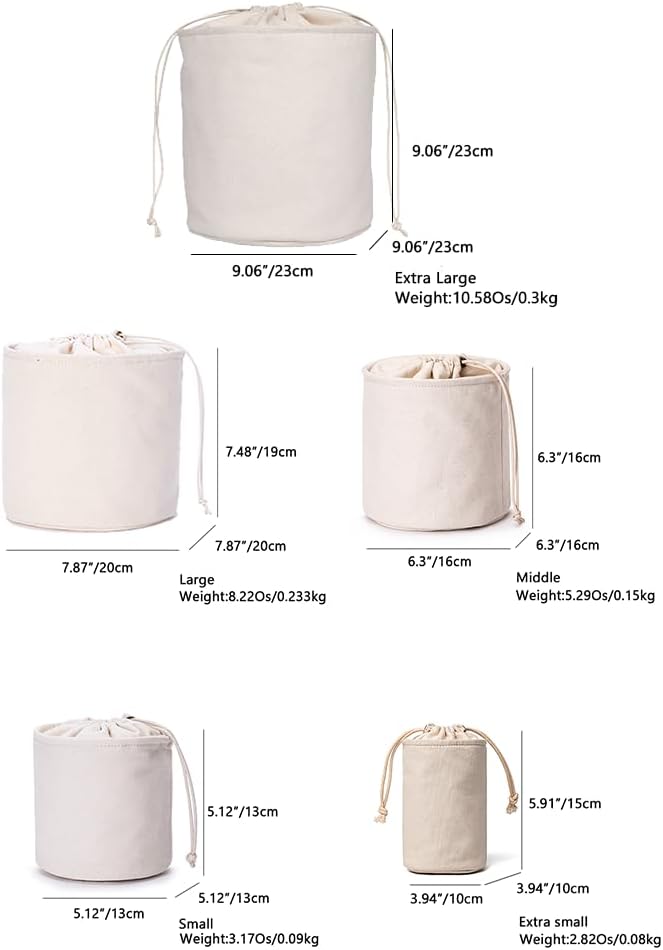 YONBEN Cosmetic Bag with Drawstring Closure, Canvas Multi-Functional Organizer for Makeup and Toiletries (Beige) - Image 1