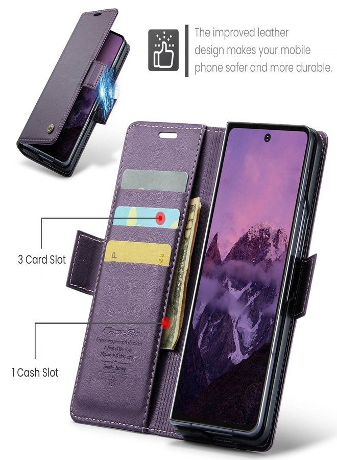 Rerzoiro for Samsung Galaxy Z Fold 7 Case, Premium PU Leather Wallet Case Flip Cover with [RFID Blocking][Card Holder][Stand Function] Shockproof Protective for Samsung Galaxy Z Fold 7, Purple - Image 3