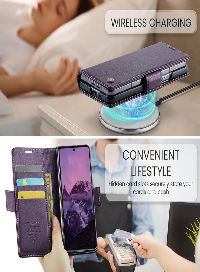 Rerzoiro for Samsung Galaxy Z Fold 7 Case, Premium PU Leather Wallet Case Flip Cover with [RFID Blocking][Card Holder][Stand Function] Shockproof Protective for Samsung Galaxy Z Fold 7, Purple - Image 4