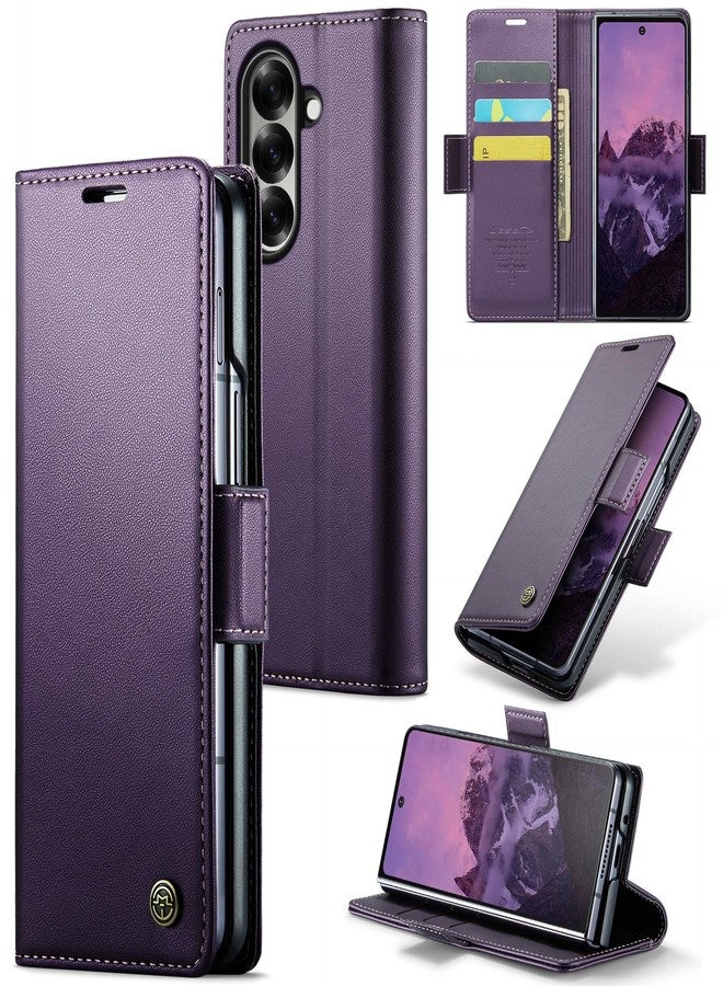 Rerzoiro for Samsung Galaxy Z Fold 7 Case, Premium PU Leather Wallet Case Flip Cover with [RFID Blocking][Card Holder][Stand Function] Shockproof Protective for Samsung Galaxy Z Fold 7, Purple - Image 1