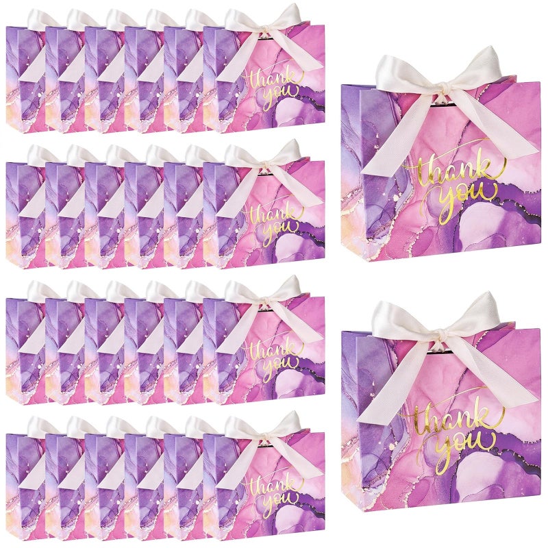 VGOODALL 24PCS Thank You Gift Bags 45x39x18 Inches Mini Party Favor Bags Purple Treat Boxes with Bow Ribbon for Wedding Bridal Baby Shower Birthday Party - Image 2