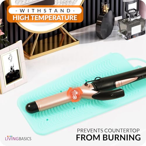 LivingBasics 1 Piece Hair Straightener Silicone Pouch/Straightener Cover Pouch/Heat Resistant Pad for Curling Iron/Styling Pad/Bag for Crimper (Mint Green) - Image 2