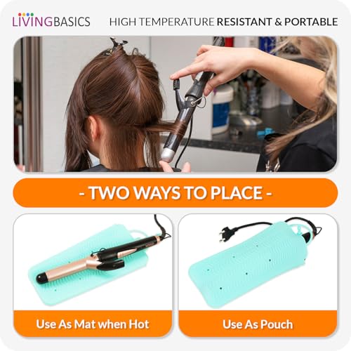 LivingBasics 1 Piece Hair Straightener Silicone Pouch/Straightener Cover Pouch/Heat Resistant Pad for Curling Iron/Styling Pad/Bag for Crimper (Mint Green) - Image 4