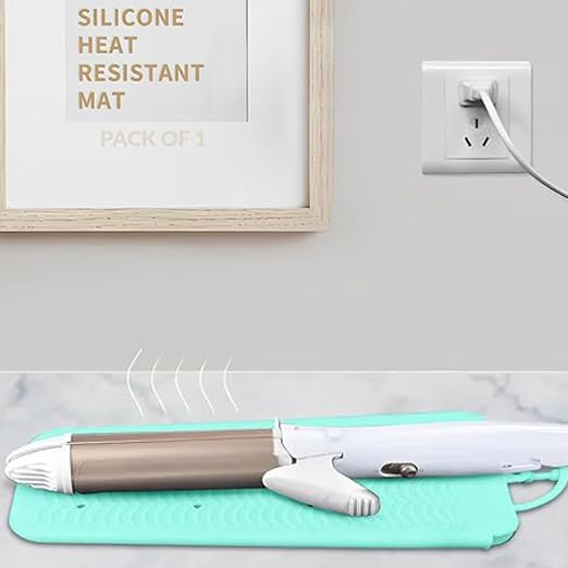 LivingBasics 1 Piece Hair Straightener Silicone Pouch/Straightener Cover Pouch/Heat Resistant Pad for Curling Iron/Styling Pad/Bag for Crimper (Mint Green) - Image 1