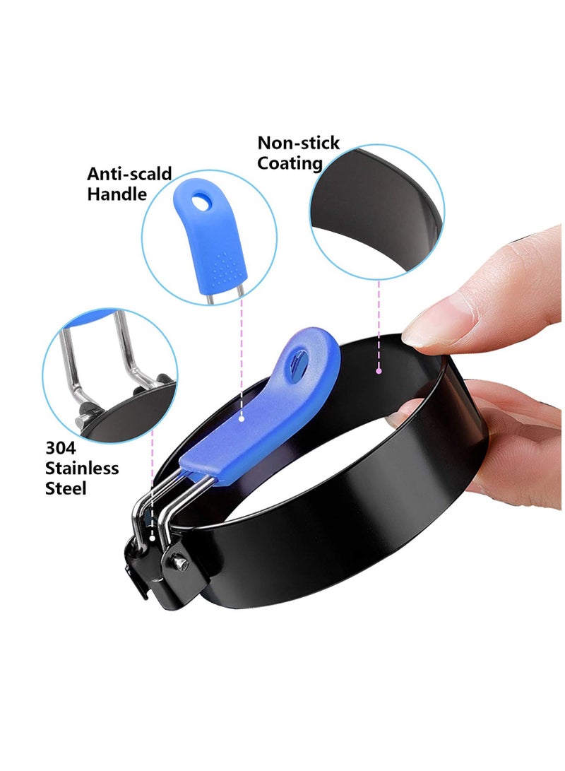 SYOSI حلقة بيض مجموعة 4 قطع من الفولاذ المقاوم للصدأ طقم أدوات طهي البيض قالب عجة دائري لقلي البيض مافن إنجليزي فطائر ساندويتشات إفطار أدوات المطبخ المنزلية - Image 5