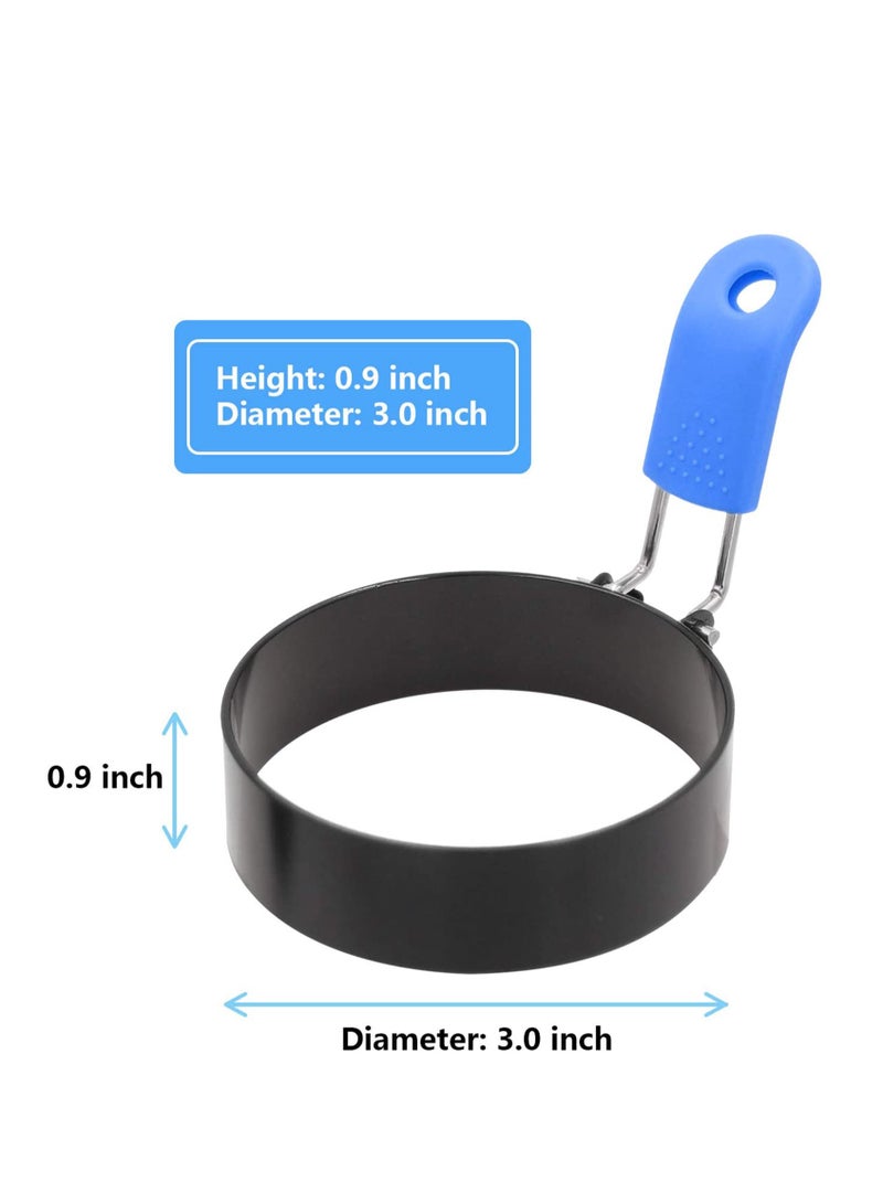 SYOSI حلقة بيض مجموعة 4 قطع من الفولاذ المقاوم للصدأ طقم أدوات طهي البيض قالب عجة دائري لقلي البيض مافن إنجليزي فطائر ساندويتشات إفطار أدوات المطبخ المنزلية - Image 4