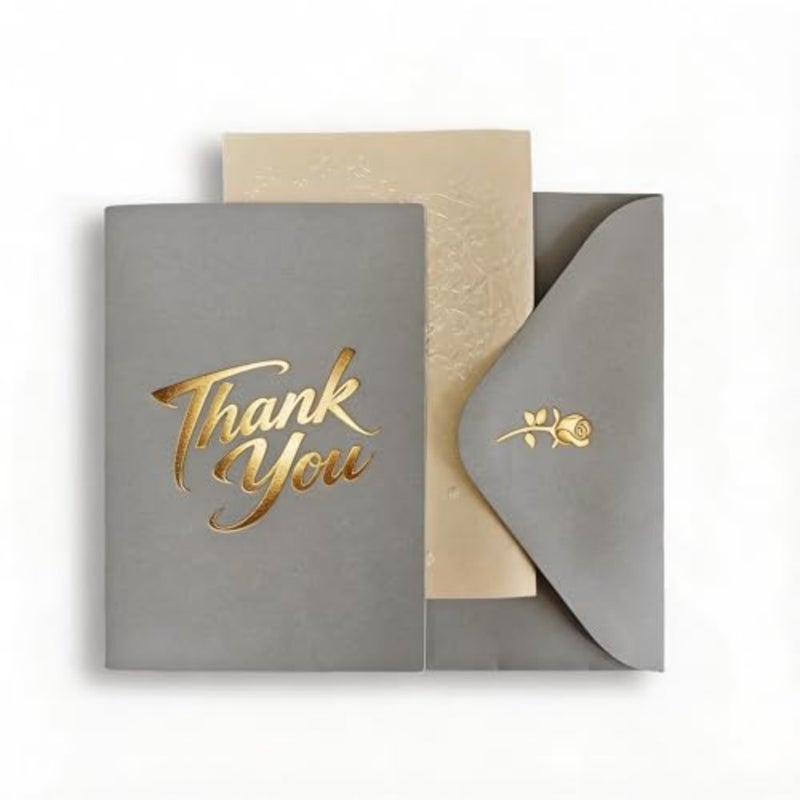 Luxury Grey and Gold Foil Greeting Card Set with Envelope, Stickers - Greeting Card - Postcard Perfect Gift for Middle East Celebrations, National Day - Image 1