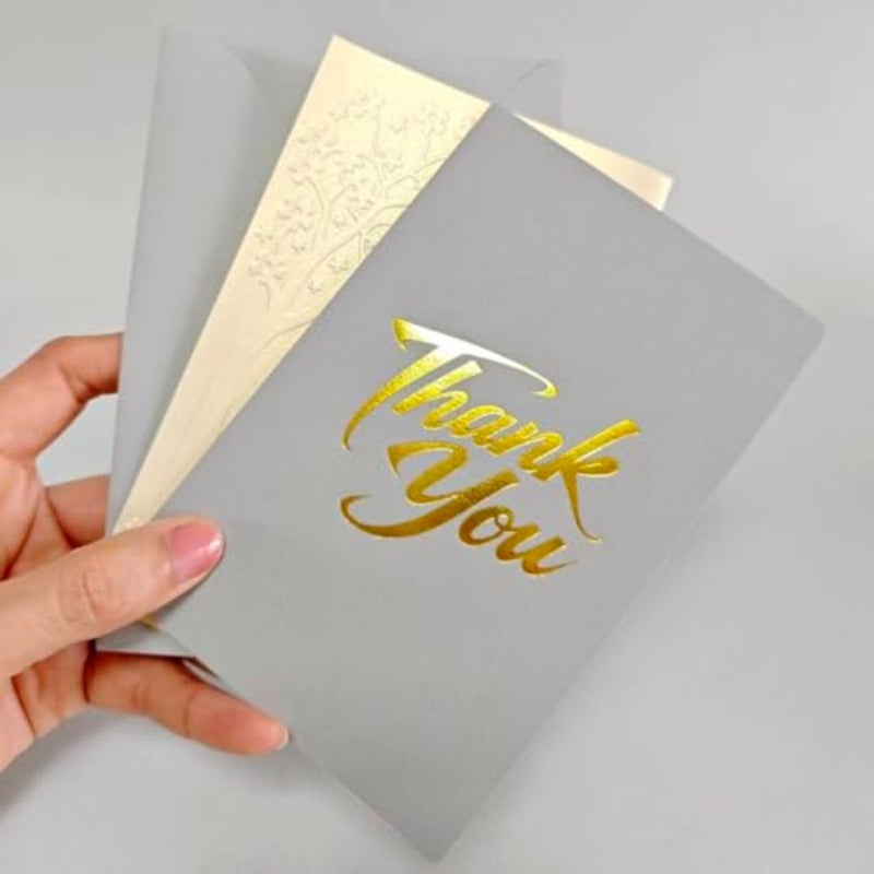 Luxury Grey and Gold Foil Greeting Card Set with Envelope, Stickers - Greeting Card - Postcard Perfect Gift for Middle East Celebrations, National Day - Image 2